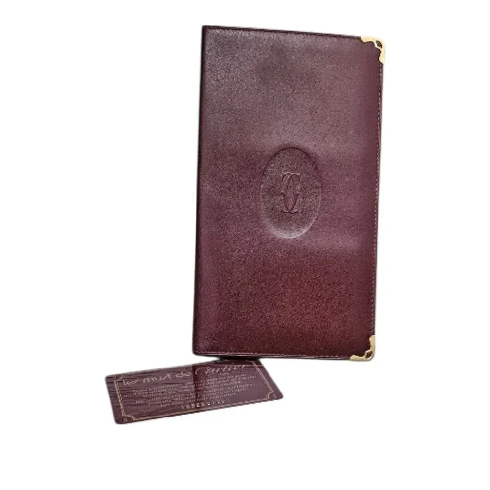 Cartier Must Les De Cartier Bi-fold Bordeaux Leather Vintage Long Wallet